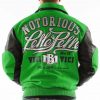 Pelle Pelle Mens Green and Black Varsity Jacket