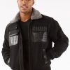 Pelle Pelle Mens Studded Gator Black Wool Jacket