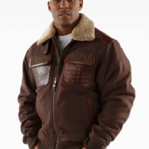 Pelle Pelle Mens Studded Gator Wool Jacket