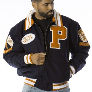 Pelle Pelle Navy and Mustard Varsity Lettermen Jacket