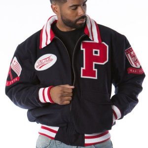 Pelle Pelle Navy and Red Varsity Lettermen Jacket