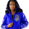 Pelle Pelle Womens 40th Anniversary Blue Fur Hooded Jacket