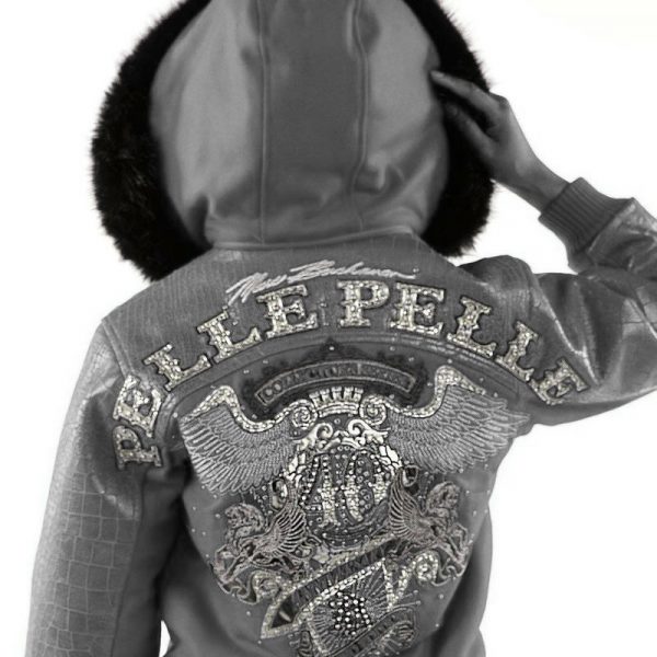 Pelle Pelle Womens 40th Anniversary Gray Fur Hooded Jacket