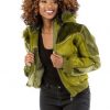 Pelle Pelle Womens Olive Fur Hooded Bomber Jacket