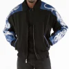 Pelle Pelle Black Blue Script Studded Wool Jacket
