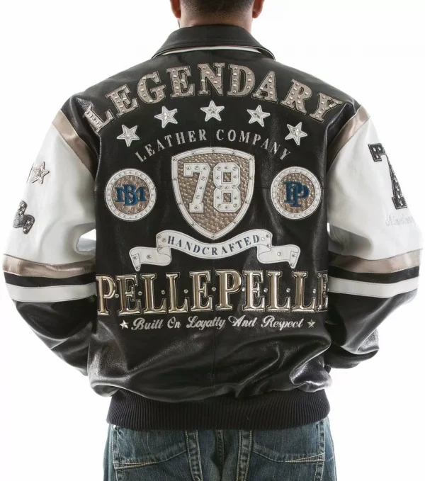 Pelle Pelle Black White Encrusted Studded Jacket
