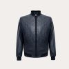 Pelle Pelle Dark Blue Ostrich Leather Jacket