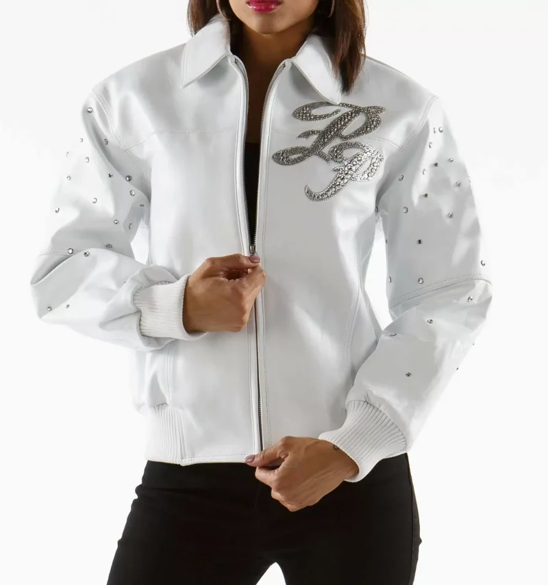 Pelle Pelle Encrusted White Studded Leather Jacket