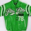 Pelle Pelle Green Varsity Leather Jacket