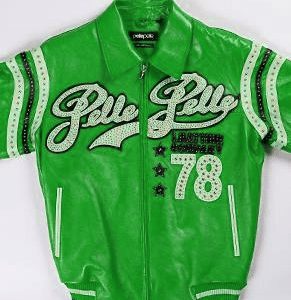 Pelle Pelle Green Varsity Leather Jacket