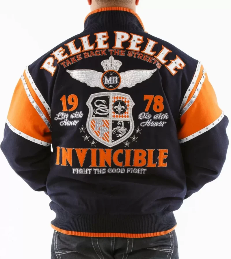 Pelle Pelle Navy Orange Invincible Wool Jacket