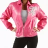 Pelle Pelle Pink Encrusted Studded Leather Jacket