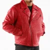 Pelle Pelle Red Houndstooth Biker Leather Jacket