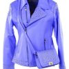 Pelle Pelle Studded Asymmetrical Princess Cut Nile Blue Jacket