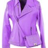 Pelle Pelle Studded Asymmetrical Princess Cut Purple Jacket