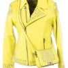 Pelle Pelle Studded Asymmetrical Princess Cut Yellow Jacket