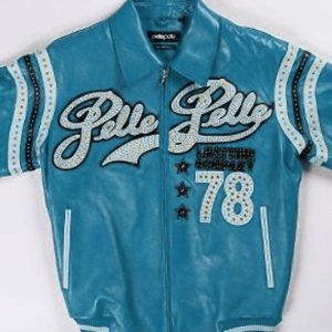 Pelle Pelle Turquoise Varsity Leather Jacket