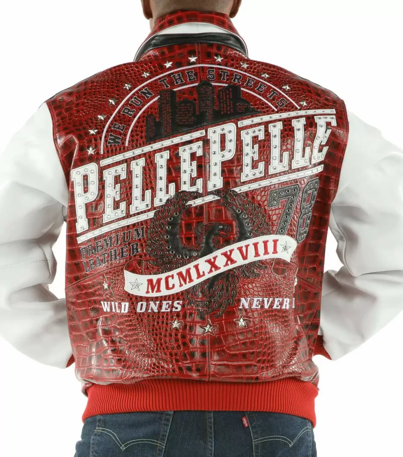 Red Wild Ones Pelle Pelle Leather Studded Jacket