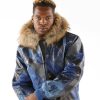 Abstract Pattern Pelle Pelle Leather Blue Jacket