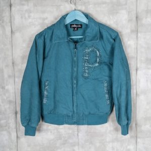 Marc Buchanan Pelle Pelle Womens Vintage Bomber Turquoise Jacket