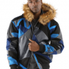 Pelle Pelle Abstract Bomber Blue Wool Jacket