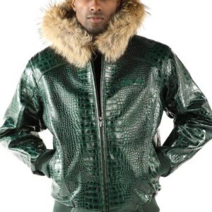 Pelle Pelle Basic Nile Green Two Tone Cayman Leather Jacket