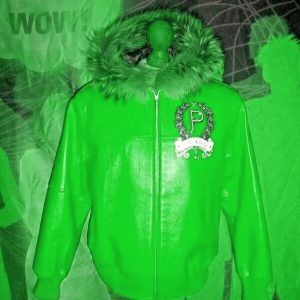 Pelle Pelle Fur Trim Bomber Green Jacket