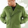 Pelle Pelle Houndstooth Army Green Biker Jacket