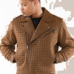 Pelle Pelle Houndstooth Dark Brown Biker Jacket