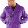 Pelle Pelle Houndstooth Purple Biker Jacket