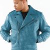 Pelle Pelle Houndstooth Turquoise Biker Jacket