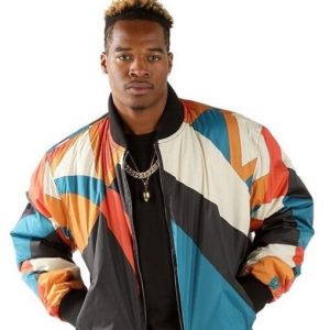 Pelle Pelle Mens Abstract Bomber Blue Jacket