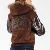 Pelle Pelle Womens Legendary Fur Hooded Brown Jacket