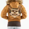 Yellow Pelle Pelle Red White & True Fur Hood Wool Jacket