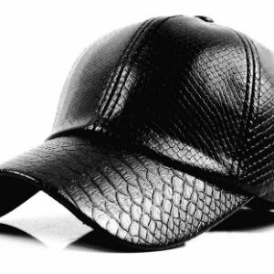 Pelle Pelle Aligator Skin Leather Black Cap