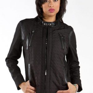 Pelle Pelle Ladies Houndstooth Black Track Jacket