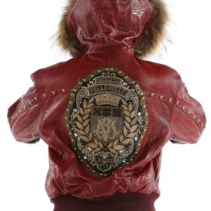 Pelle Pelle Ladies Mb Emblem Maroon Leather Jacket