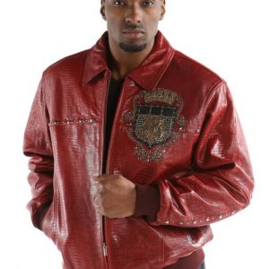 Pelle Pelle Mb Emblem Maroon Leather Jacket