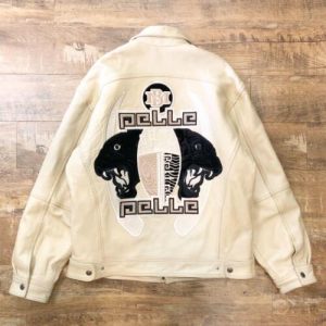 Pelle Pelle Cream Back Embroidery Leather Jacket 