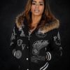 Pelle Pelle Womens American Legend Black Fur Hooded Jacket