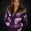 Pelle Pelle Womens American Legend Purple Fur Hooded Jacket