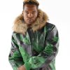 Abstract Pattern Pelle Pelle Leather Green Jacket