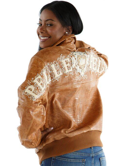 Ladies Pelle Pelle Shoulder Crest Brown Leather Jacket