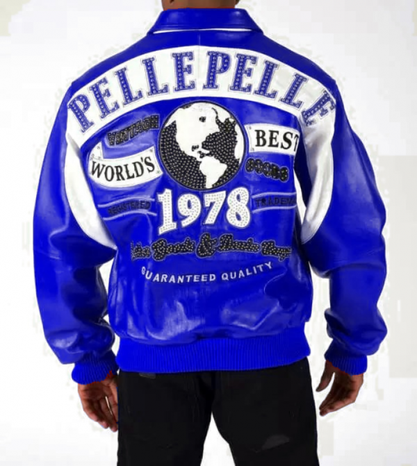 Pelle Pelle Blue White World’s Best 1978 Studded Jacket