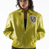 Pelle Pelle Womens Encrusted Varsity Olive Jacket