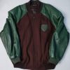 Pelle Pelle Brown Wool Green Leather Sleeves Jacket