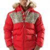 Pelle Pelle Snakeskin Bubble Red Coat