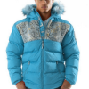 Pelle Pelle Snakeskin Bubble Turquoise Coat