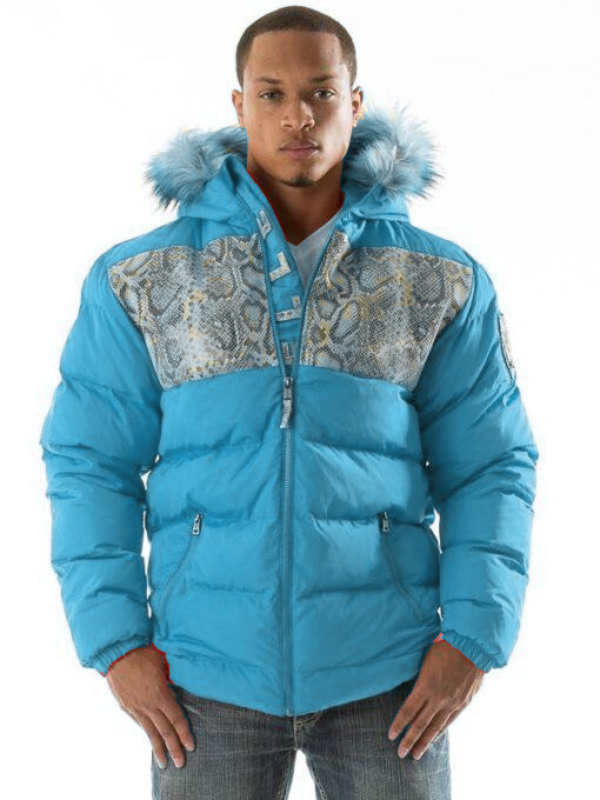 Pelle Pelle Snakeskin Bubble Turquoise Coat