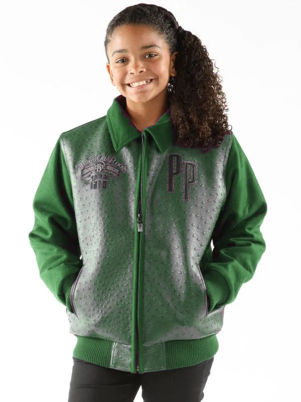 Pelle Pelle Kids Green Shirt Collar Jacket